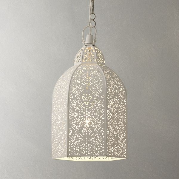 White Filigree Metal Pendant Lamp AH-120 Moradabad